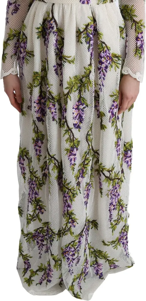 Dress Dolce & Gabbana White Floral Embroidered Maxi
