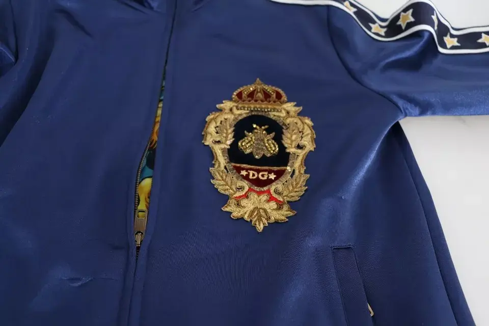 Свитер Dolce & Gabbana Синий Геральдическая нашивка Полосатый Королевская пчела