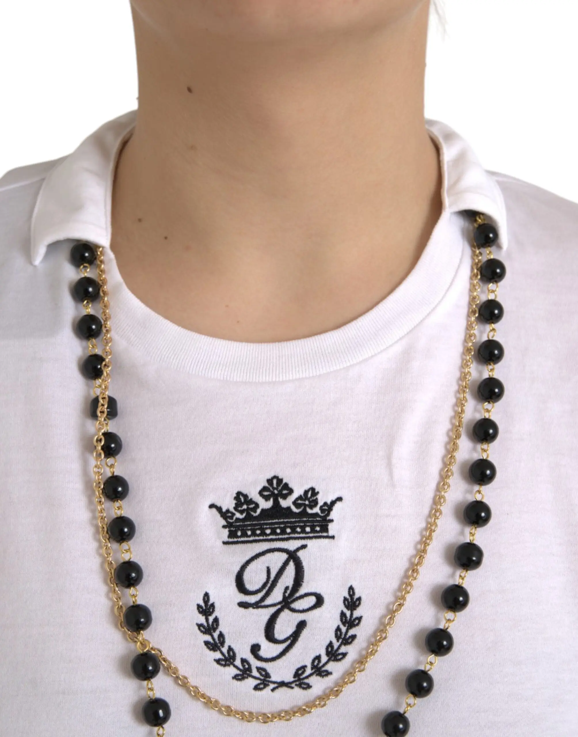 Dolce & Gabbana oq paxta futbolka, yoqa va qisqa yengli
