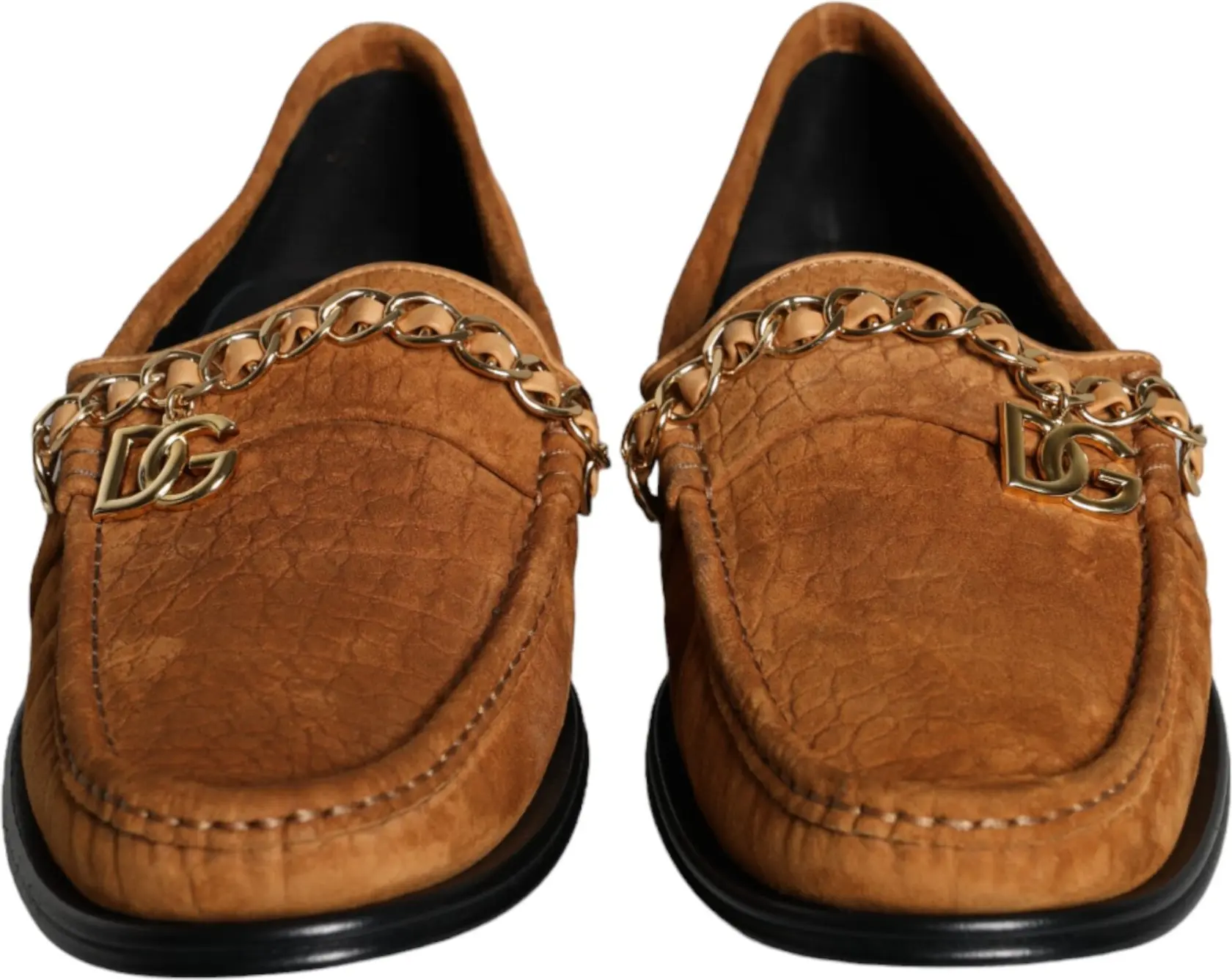 Loafer Dolce & Gabbana Коричневые Бархатные Кожаные Туфли-Мокасины без Шнуровки с Логотипом