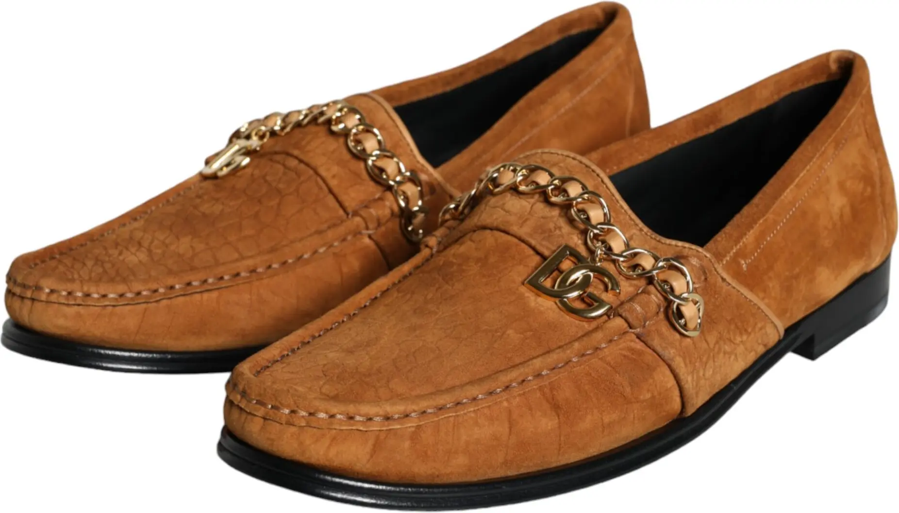 Loafer Dolce & Gabbana Коричневые Бархатные Кожаные Туфли-Мокасины без Шнуровки с Логотипом