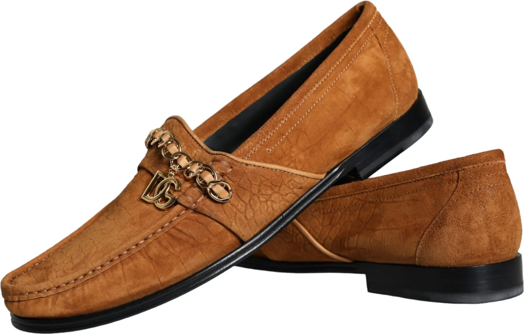 Loafer Dolce & Gabbana Коричневые Бархатные Кожаные Туфли-Мокасины без Шнуровки с Логотипом