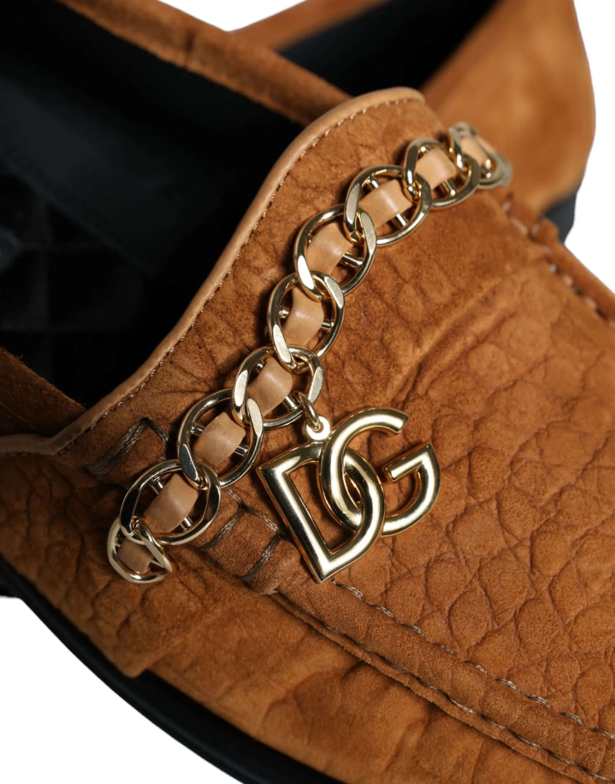 Loafer Dolce & Gabbana Коричневые Бархатные Кожаные Туфли-Мокасины без Шнуровки с Логотипом