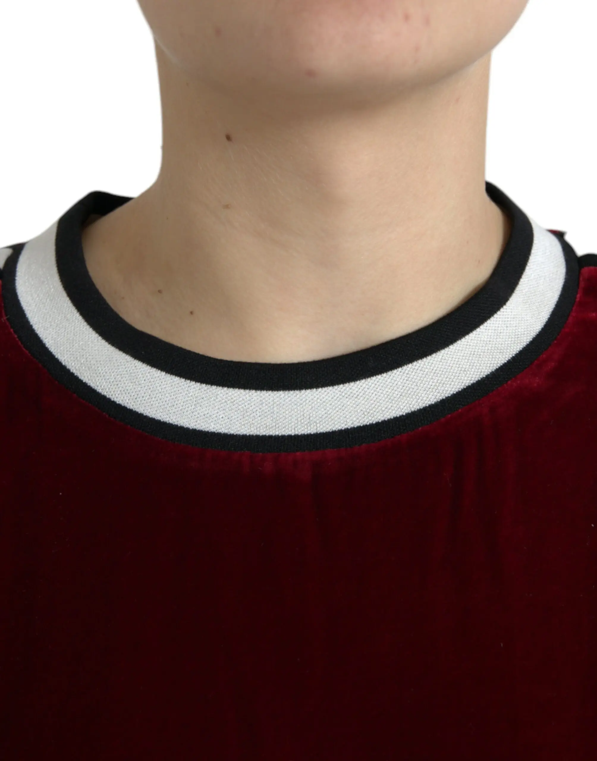 Dolce & Gabbana Bordeaux Velvet Pullover Sviter