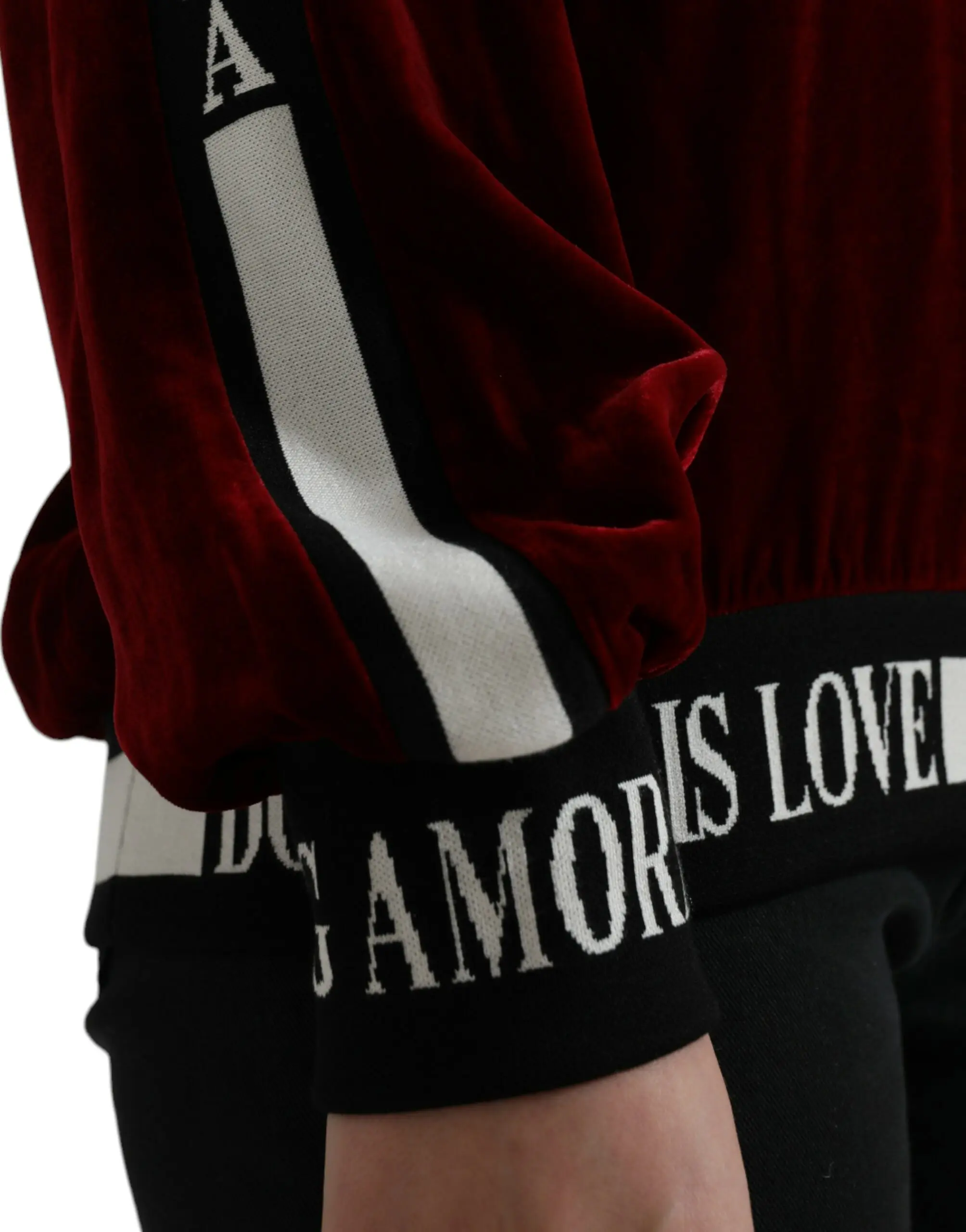 Dolce & Gabbana Bordeaux Velvet Pullover Sviter