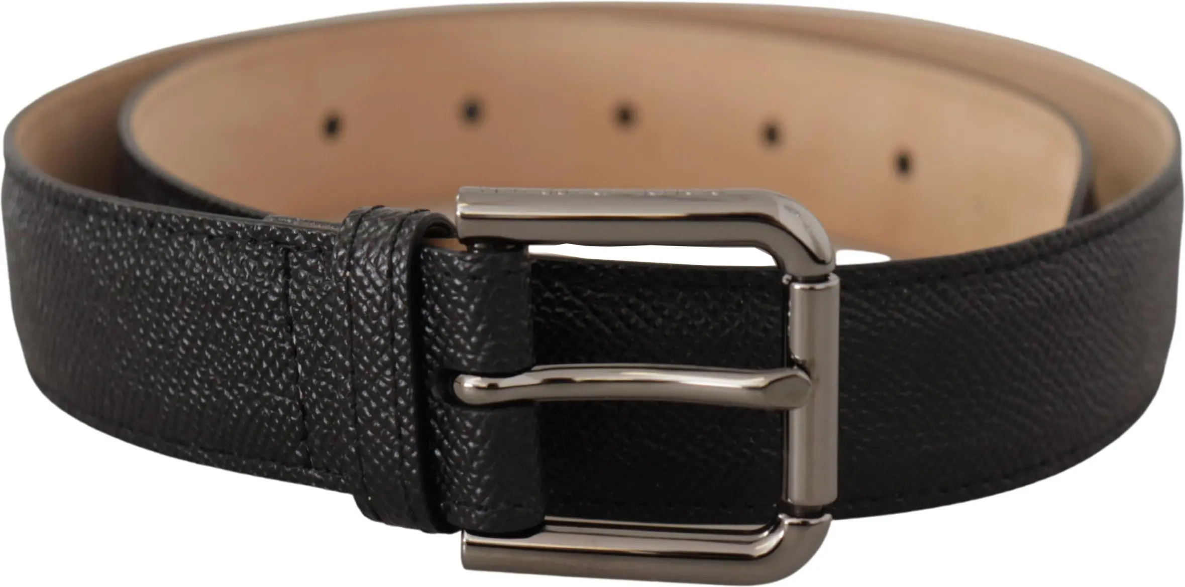 Belt Dolce & Gabbana Black Calf Leather Brown Backend Belt