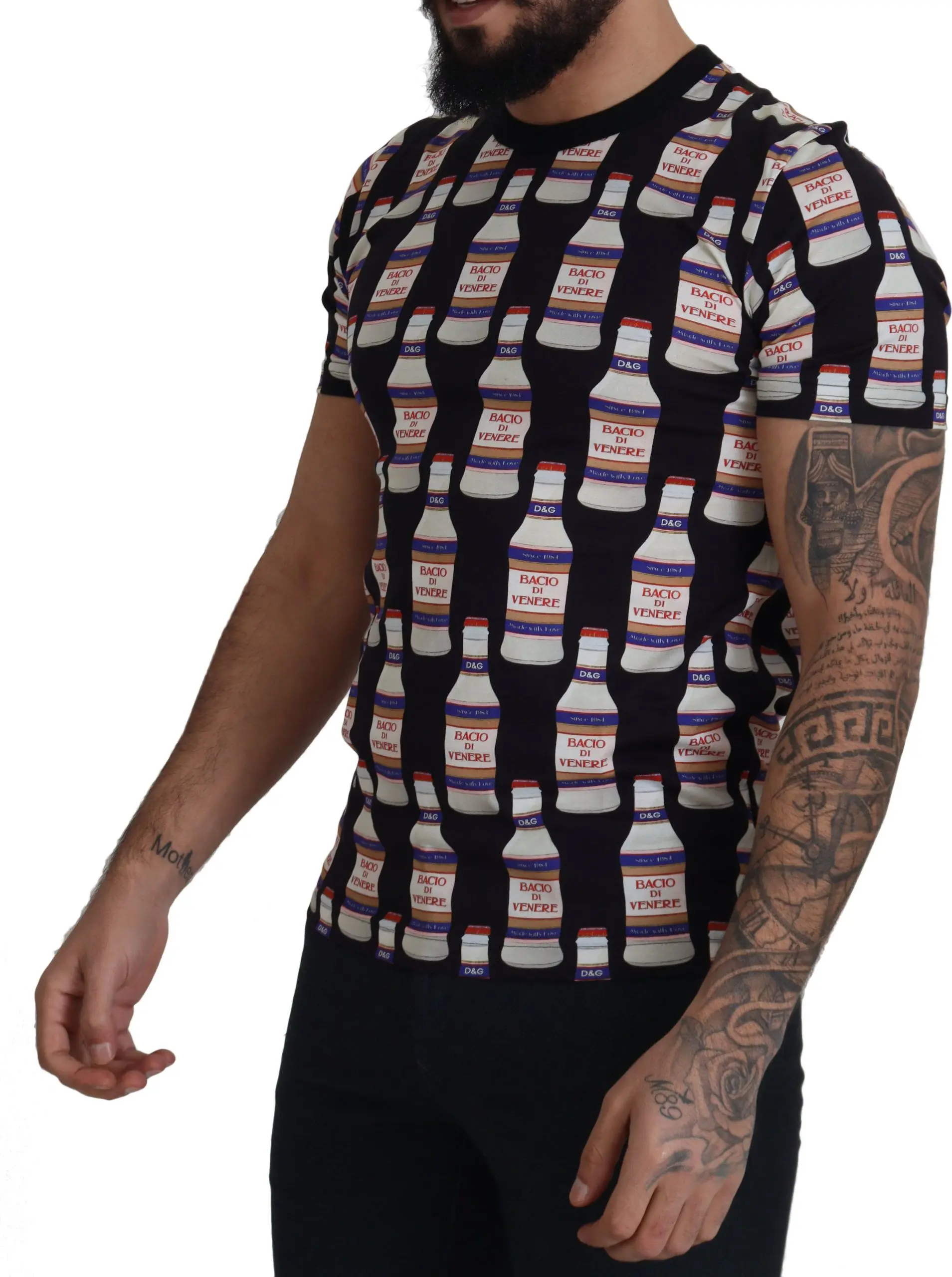 Dolce & Gabbana Qora Bacio Di Venere Paxta Krujkali futbolka