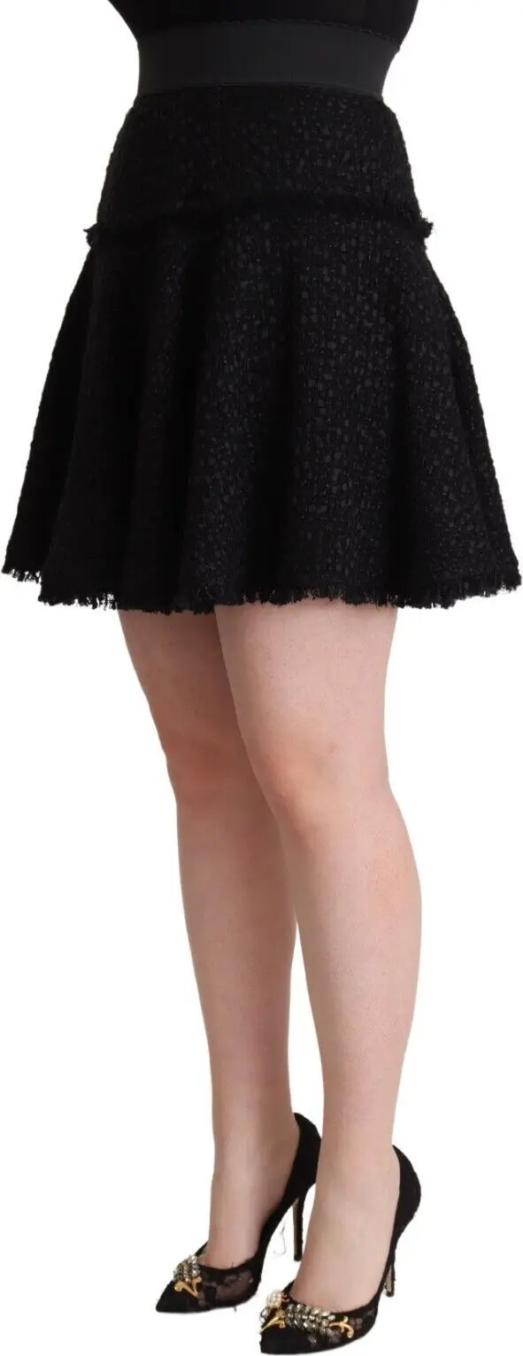 Dolce & Gabbana Qora To'qilgan Nylonli Yeng Yengli Mini Yubka