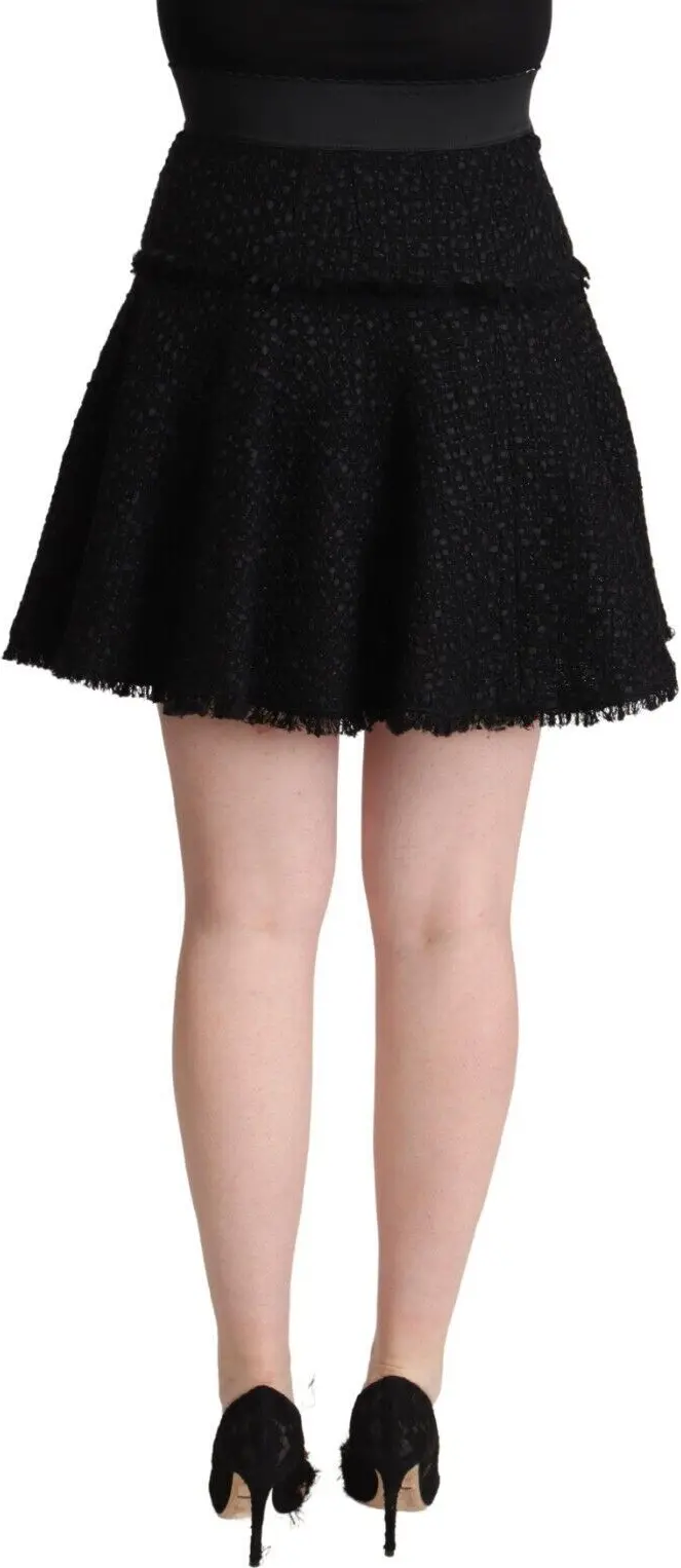 Dolce & Gabbana Qora To'qilgan Nylonli Yeng Yengli Mini Yubka