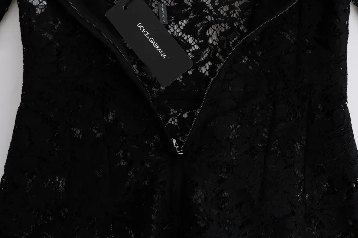 Dress Dolce & Gabbana Black Floral Lace Chamomile Sicily