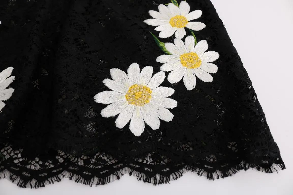 Dress Dolce & Gabbana Black Floral Lace Chamomile Sicily