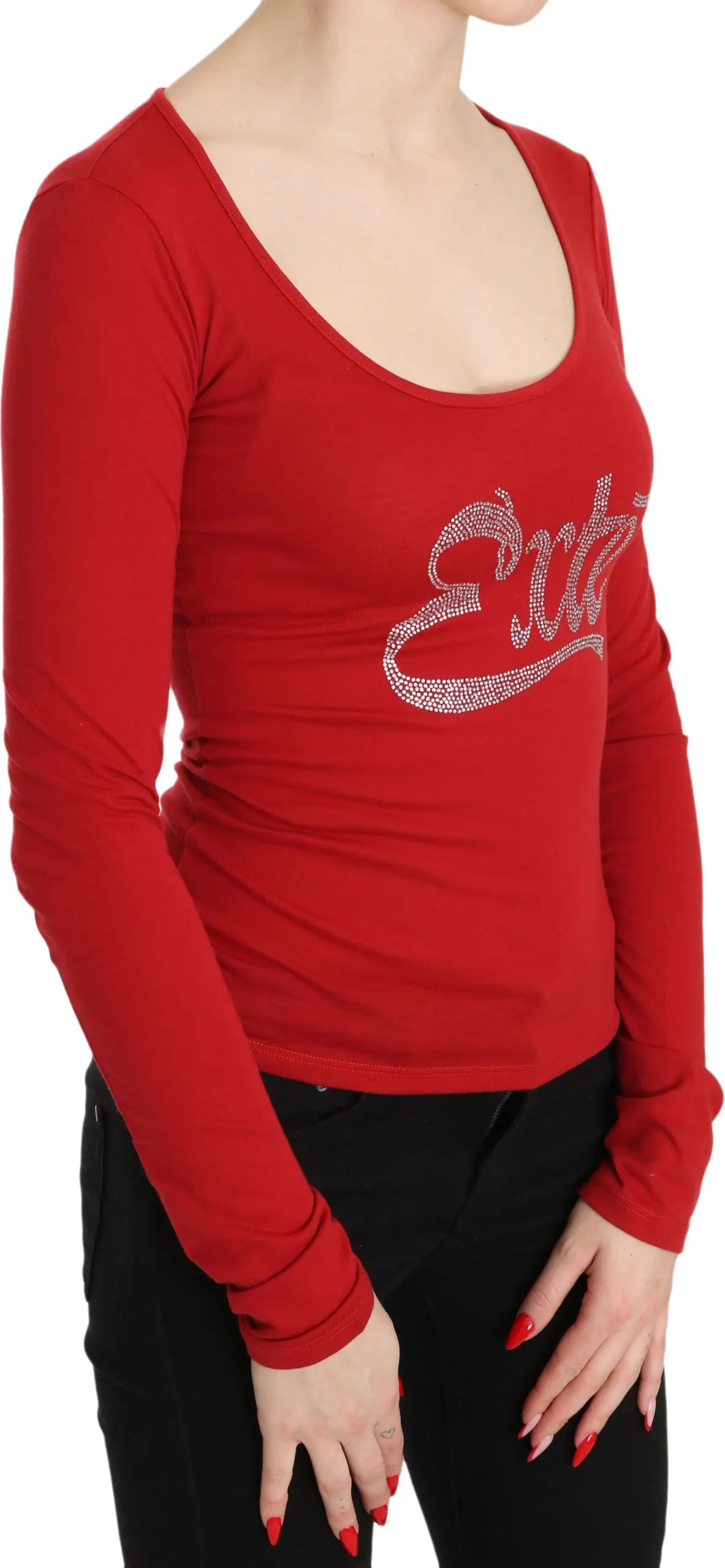 Blouse Exte Crystal Beaded Long Sleeve Top