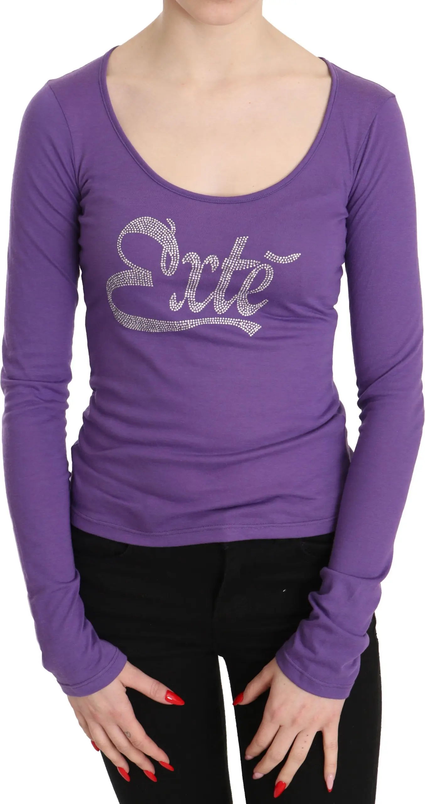 Top Blouse Exte Crystal Embellished Long Sleeve Top