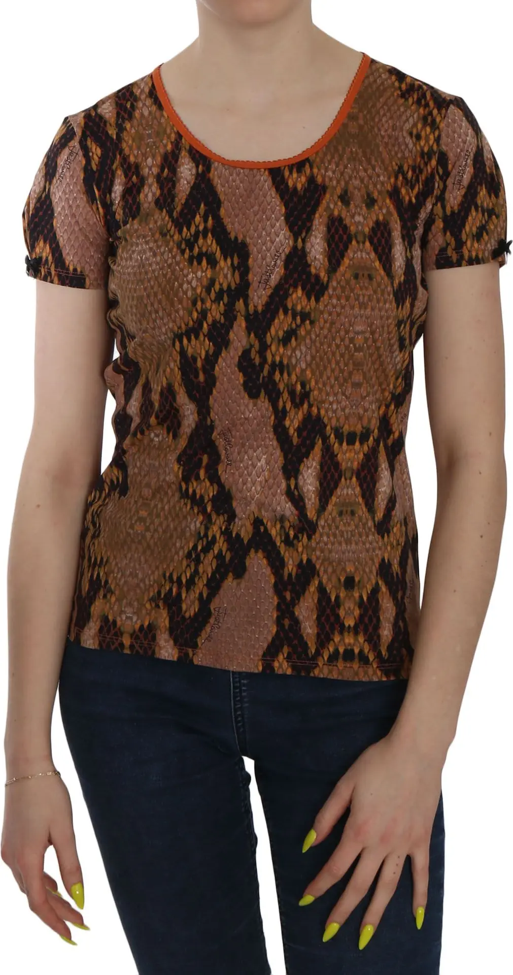 T-shirt Just Cavalli Snake Skin Print Short Sleeve Top