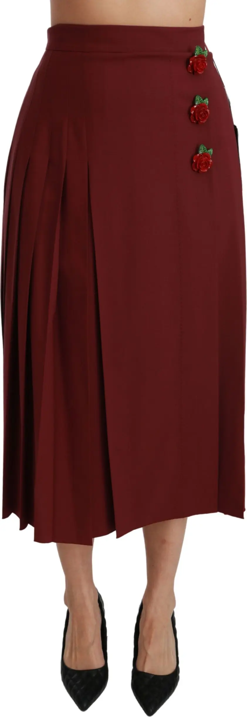 Skirt Dolce & Gabbana Red High Waist Pleated Maxi