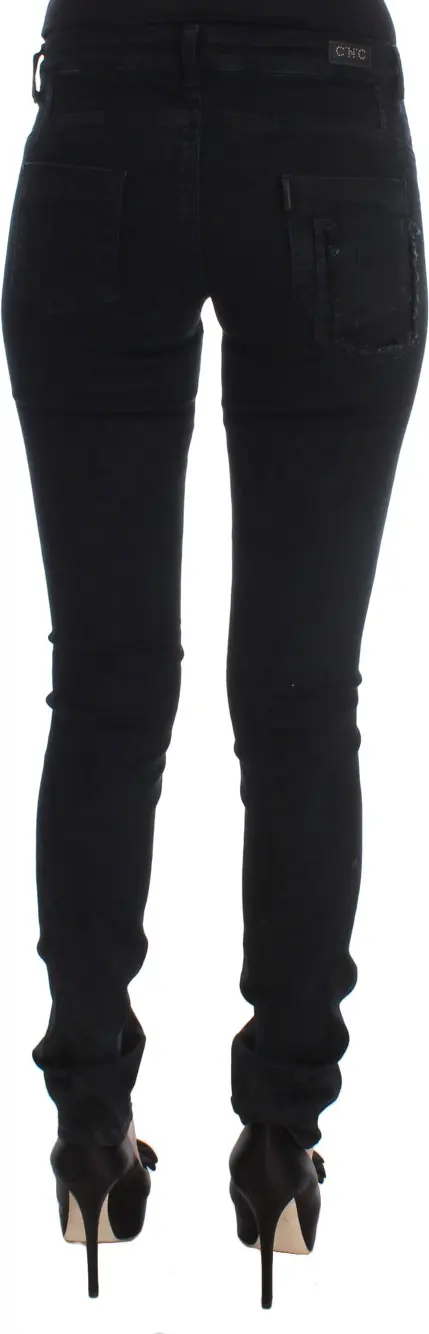 Jeans Costume National Black Cotton Slim Fit