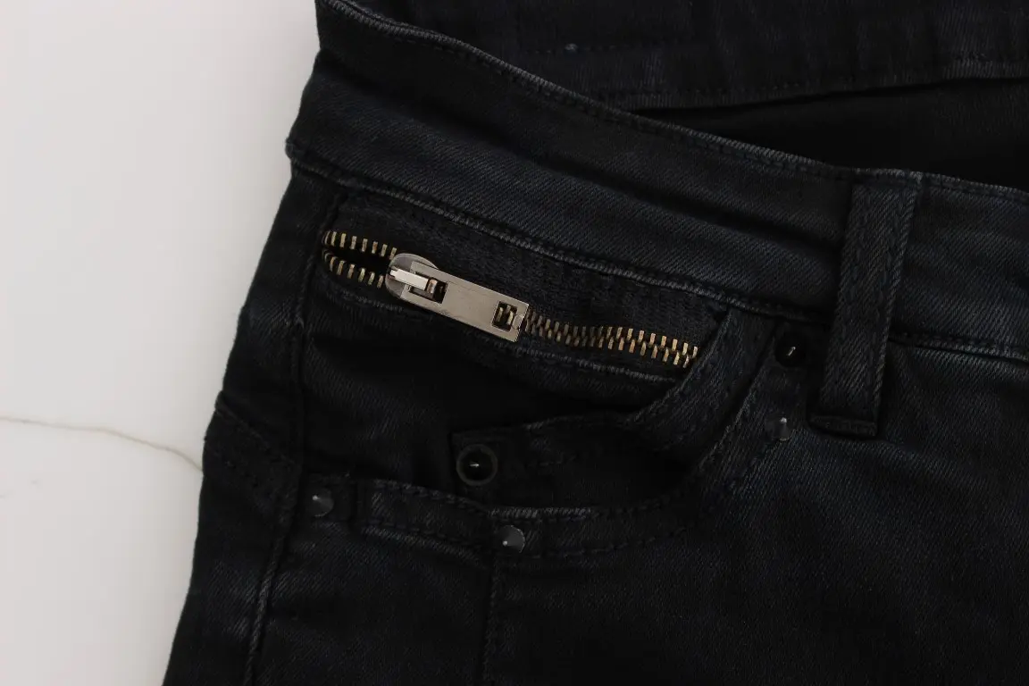 Jeans Costume National Black Cotton Slim Fit