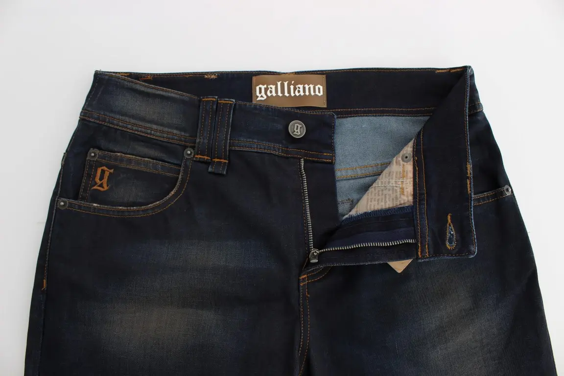 Джинсы John Galliano Голубой Деним Смесь Хлопка Фасон Бойфренд
