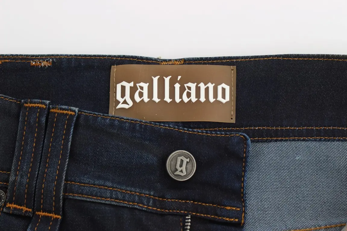 Джинсы John Galliano Голубой Деним Смесь Хлопка Фасон Бойфренд