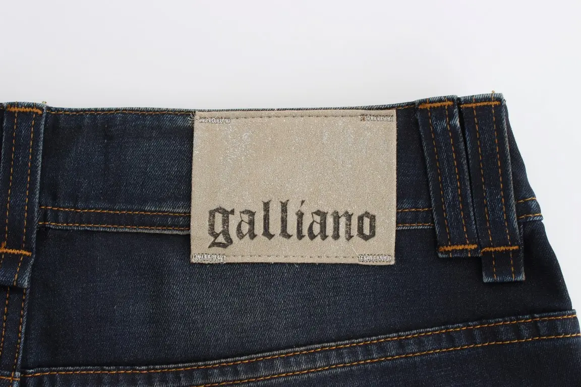 Джинсы John Galliano Голубой Деним Смесь Хлопка Фасон Бойфренд