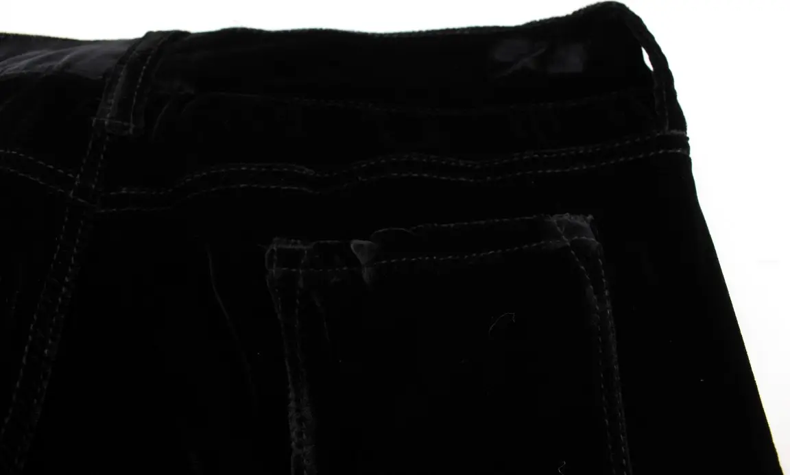 Pants Ermanno Scervino Black Viscose Blend Velvet Slim Fit