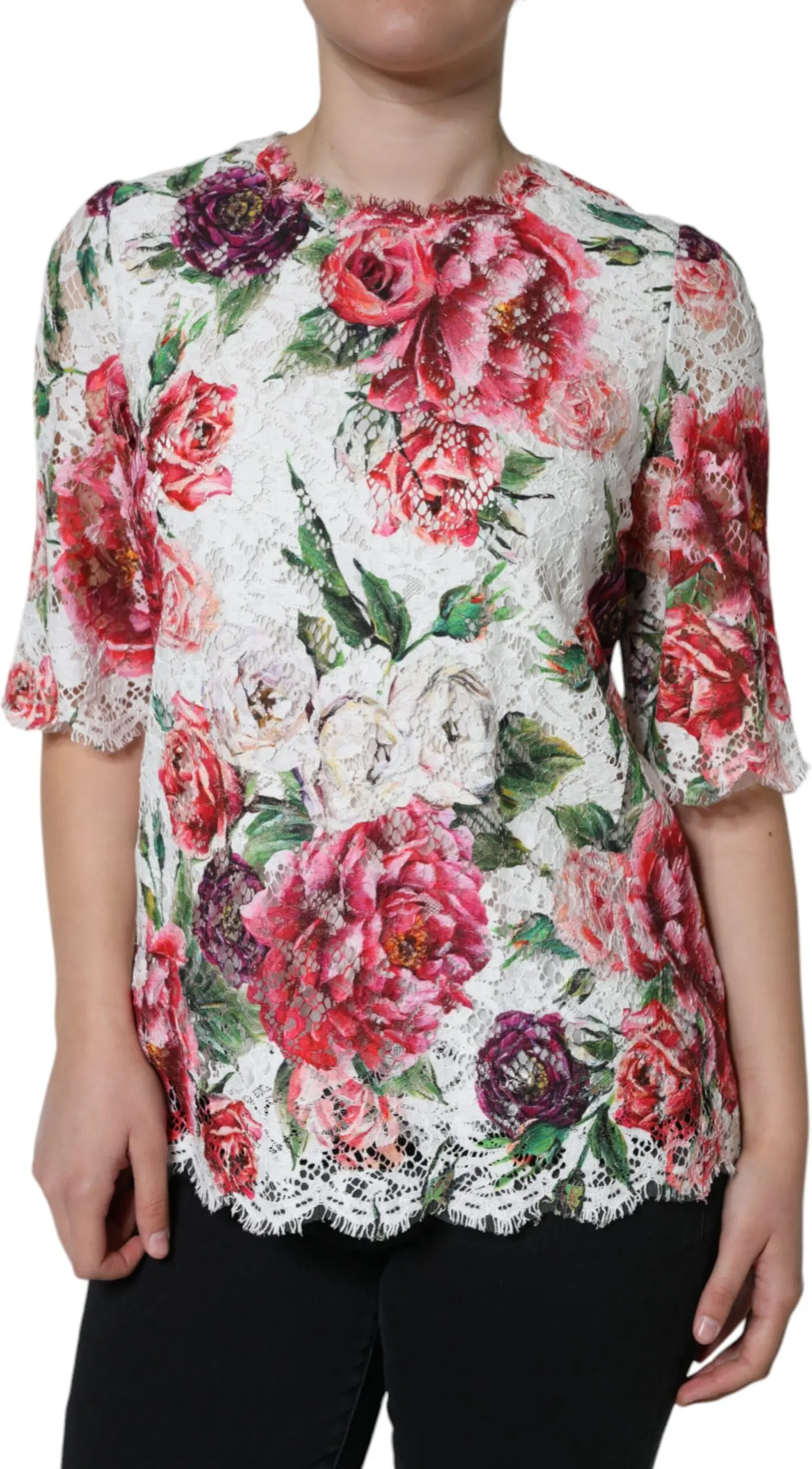 Dolce & Gabbana oqıęzli pionı gulı ipıkalari bilan ko'ylak