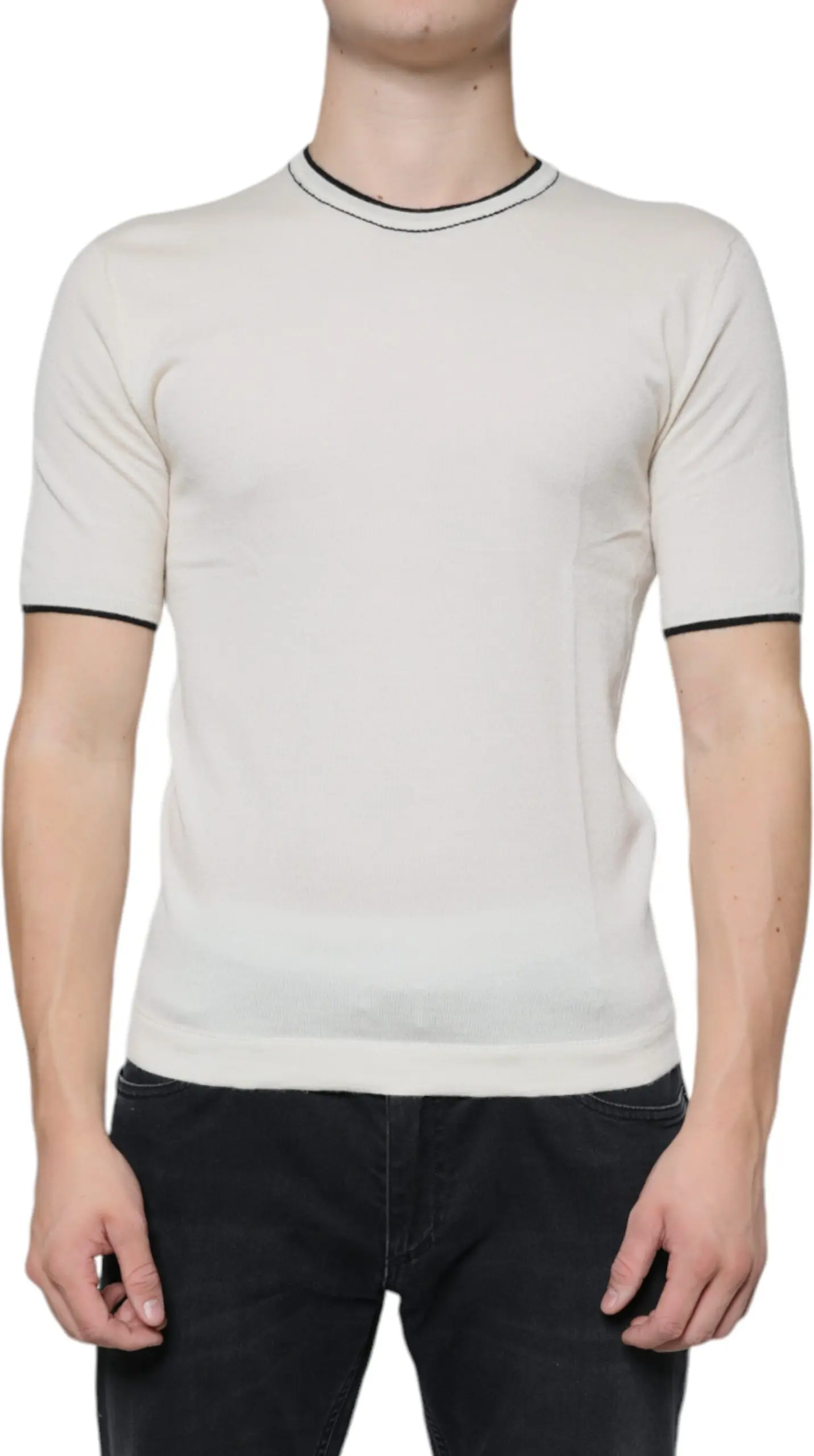 Dolce & Gabbana Off White Kashmer Futkali Yengli futbolka