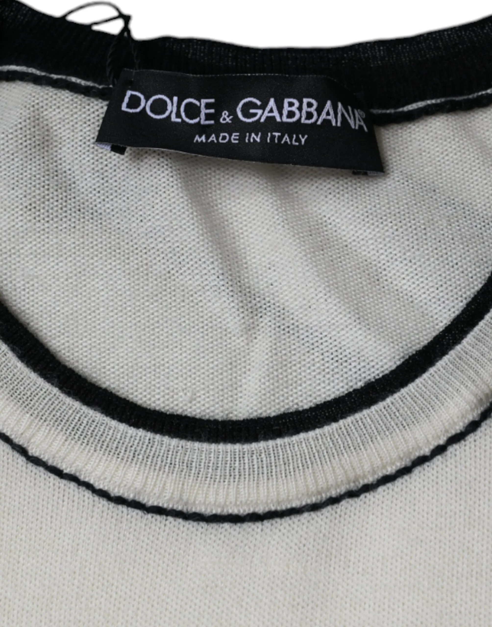 Футболка Dolce & Gabbana цвета Off White из кашемира с короткими рукавами