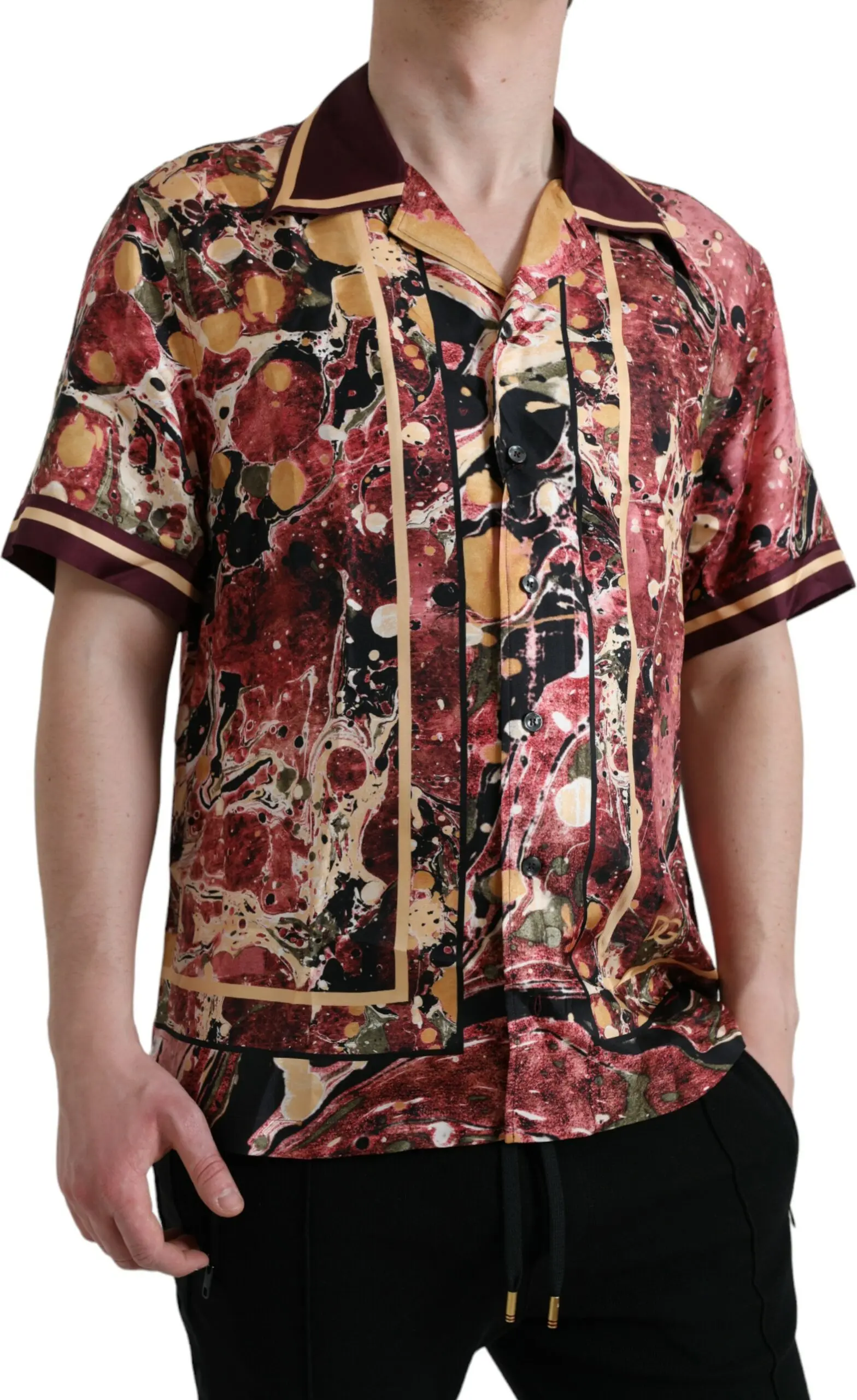 Shirt Dolce & Gabbana Multicolor Button Down Silk Shirt