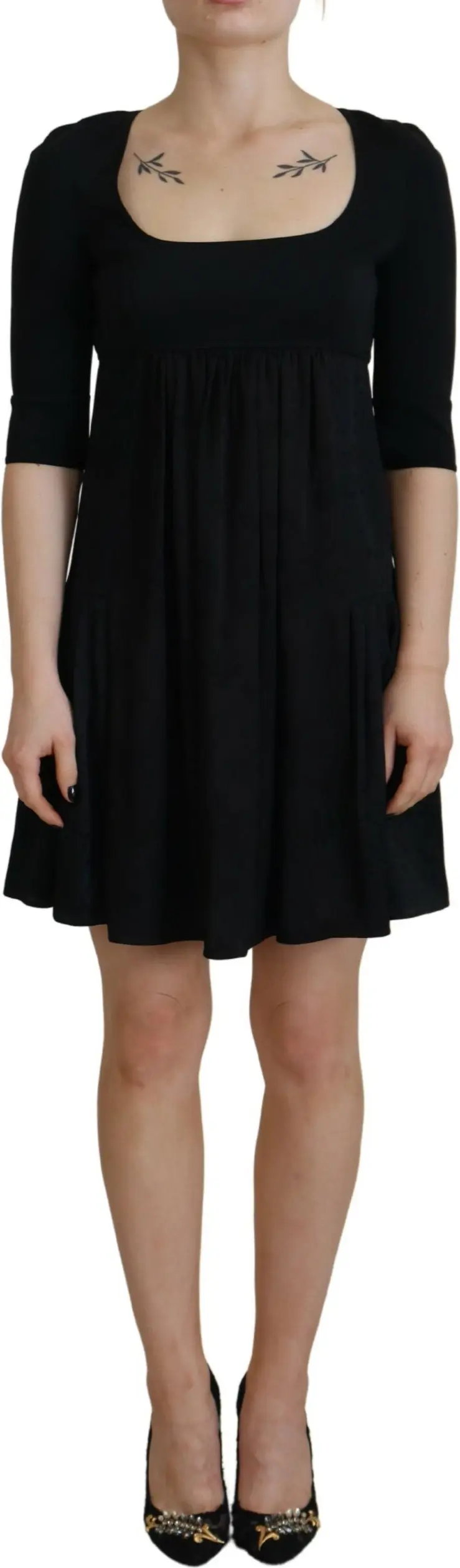 Dress Dsquared2 Black Acetate Short Sleeves A-line Sheath Dress