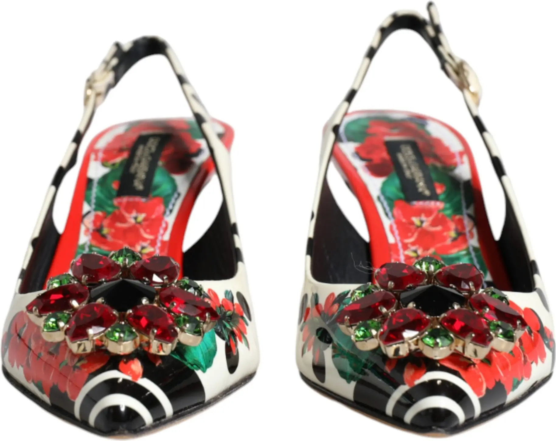 Slingback Shoes Dolce & Gabbana Multicolor Leather Crystal Heels