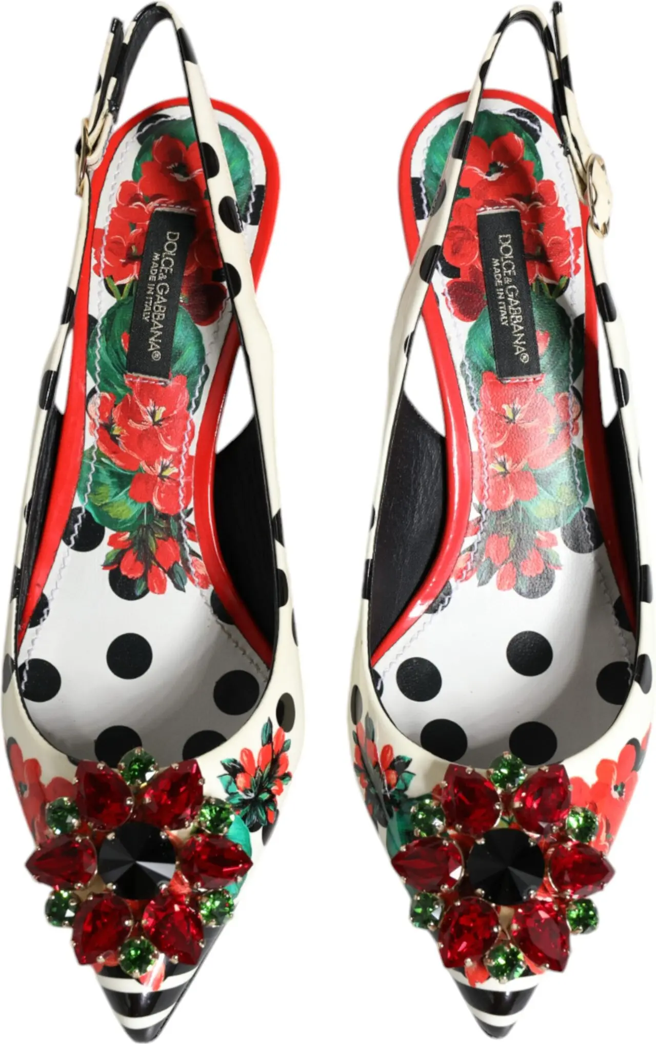 Slingback Shoes Dolce & Gabbana Multicolor Leather Crystal Heels