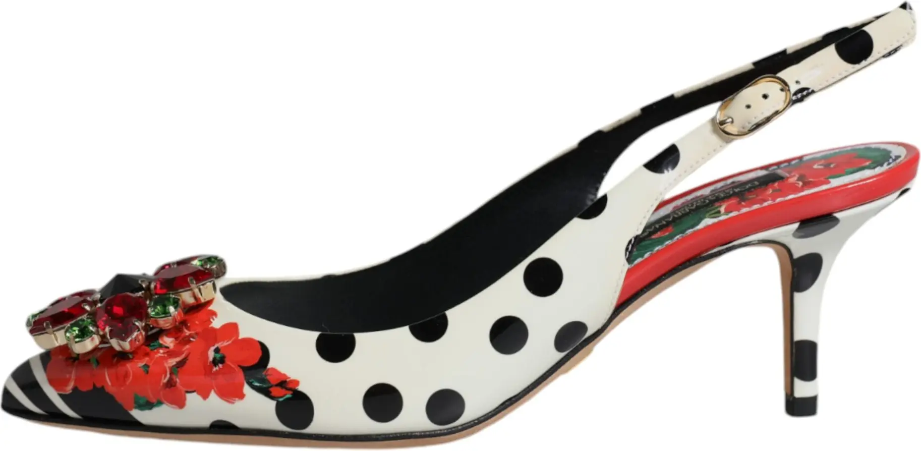 Slingback Shoes Dolce & Gabbana Multicolor Leather Crystal Heels