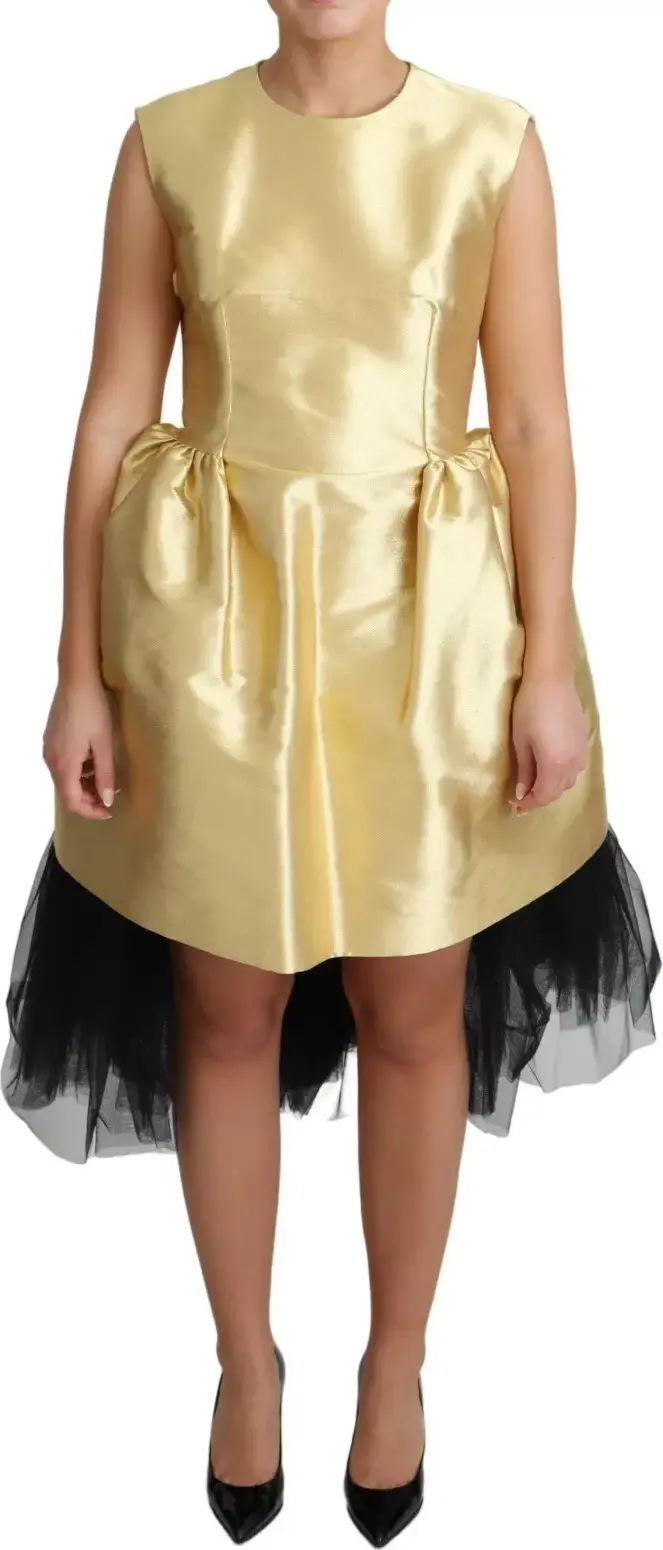 Платье Dolce & Gabbana Gold из полиэстера без рукавов, расклешенное, из тюля