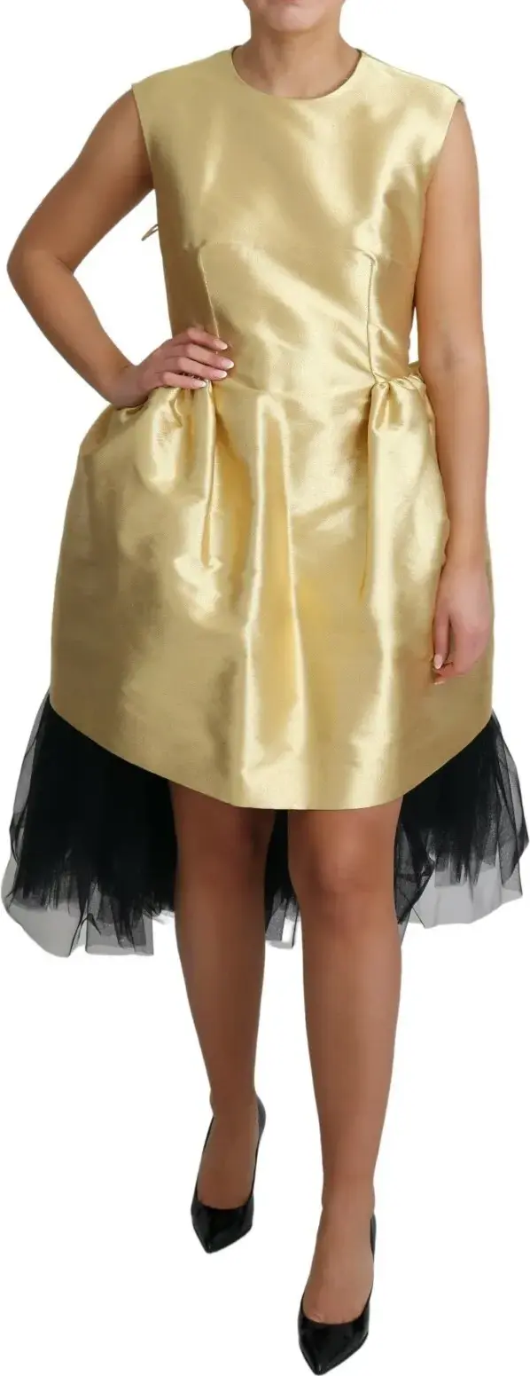 Платье Dolce & Gabbana Gold из полиэстера без рукавов, расклешенное, из тюля