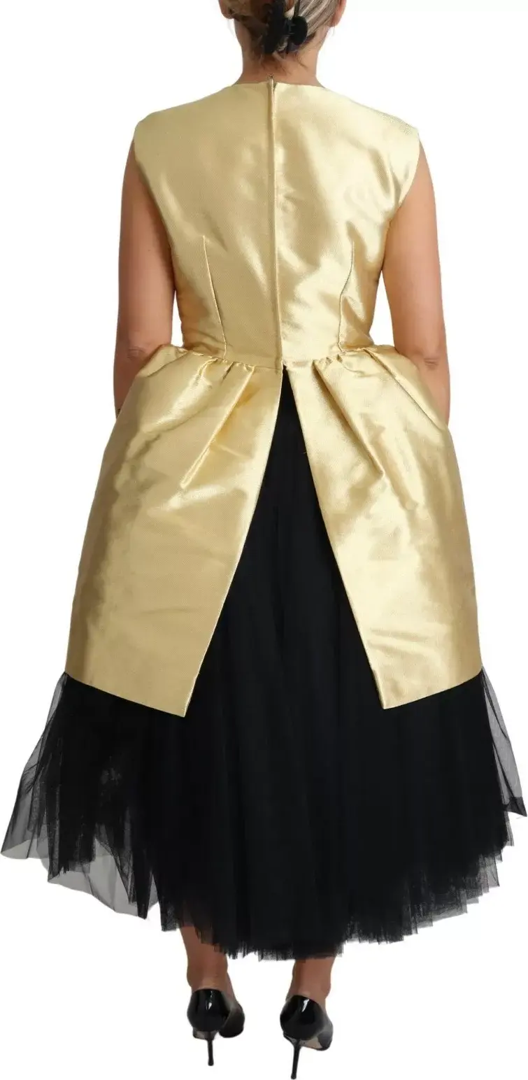Платье Dolce & Gabbana Gold из полиэстера без рукавов, расклешенное, из тюля