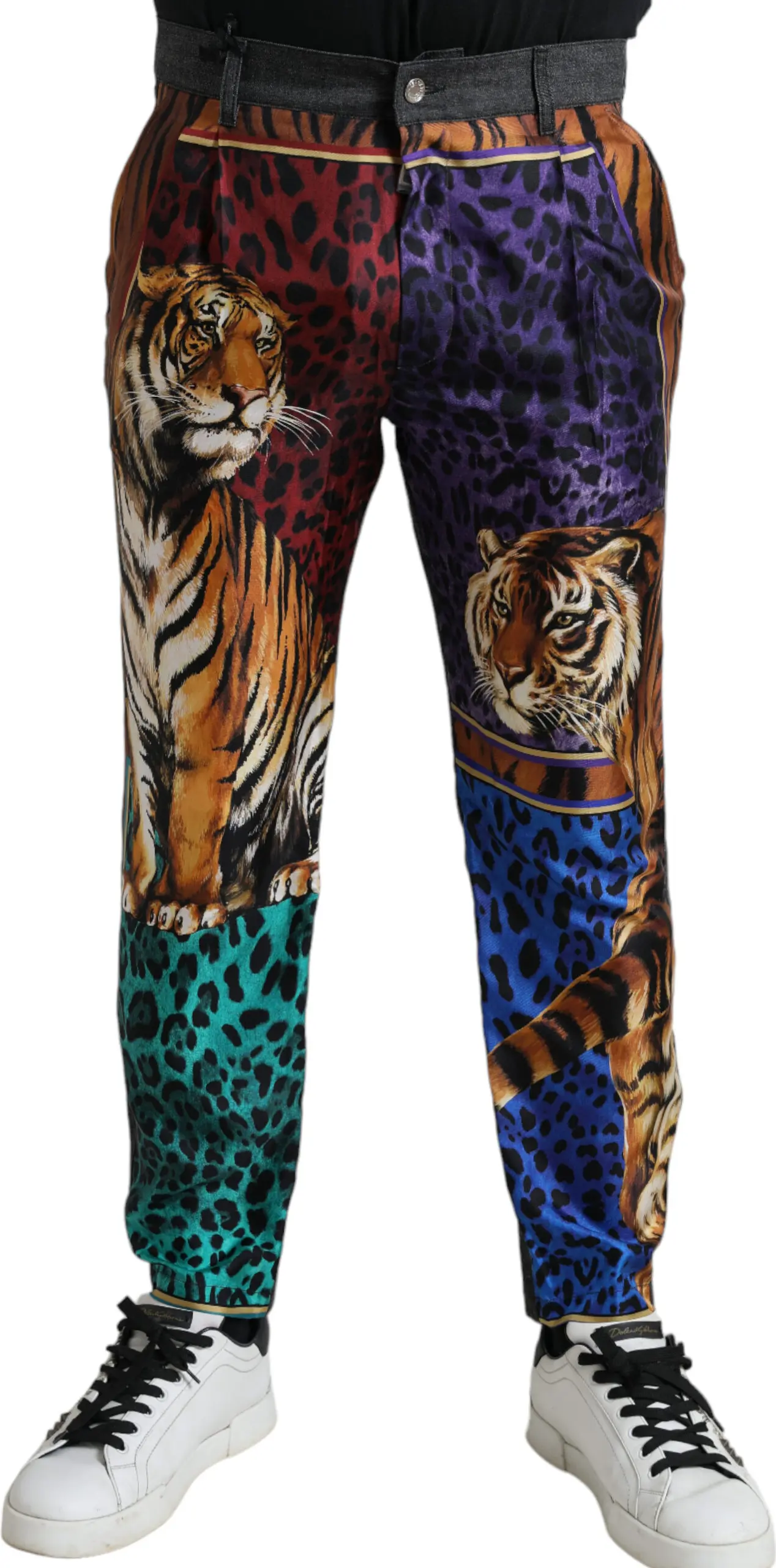Dolce & Gabbana Multicolor Tiger Cotton Loose Jinsi