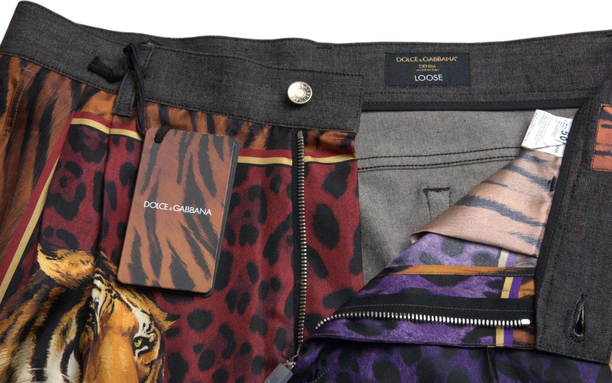 Jeans Dolce & Gabbana Multicolor Tiger Cotton Loose
