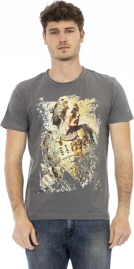 Katta futbolka Trussardi Gray Cotton Erkaklar Qisqa Yengli