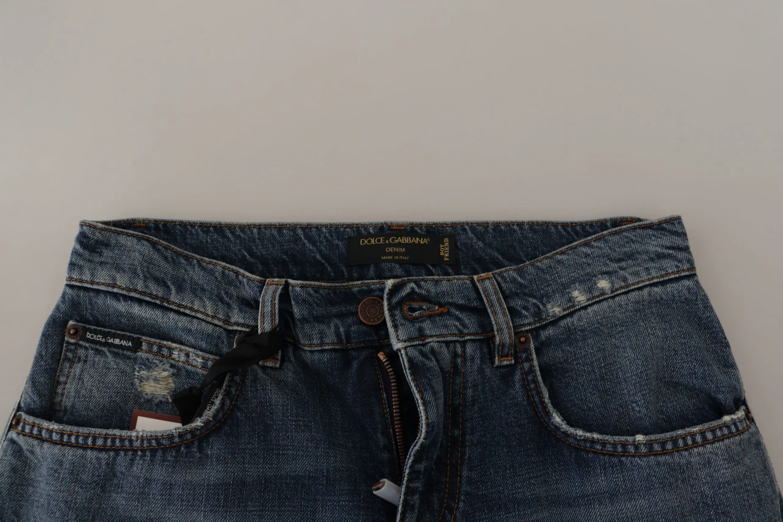 Jeans Dolce & Gabbana Blue Denim Baroque Heart Logo Patch