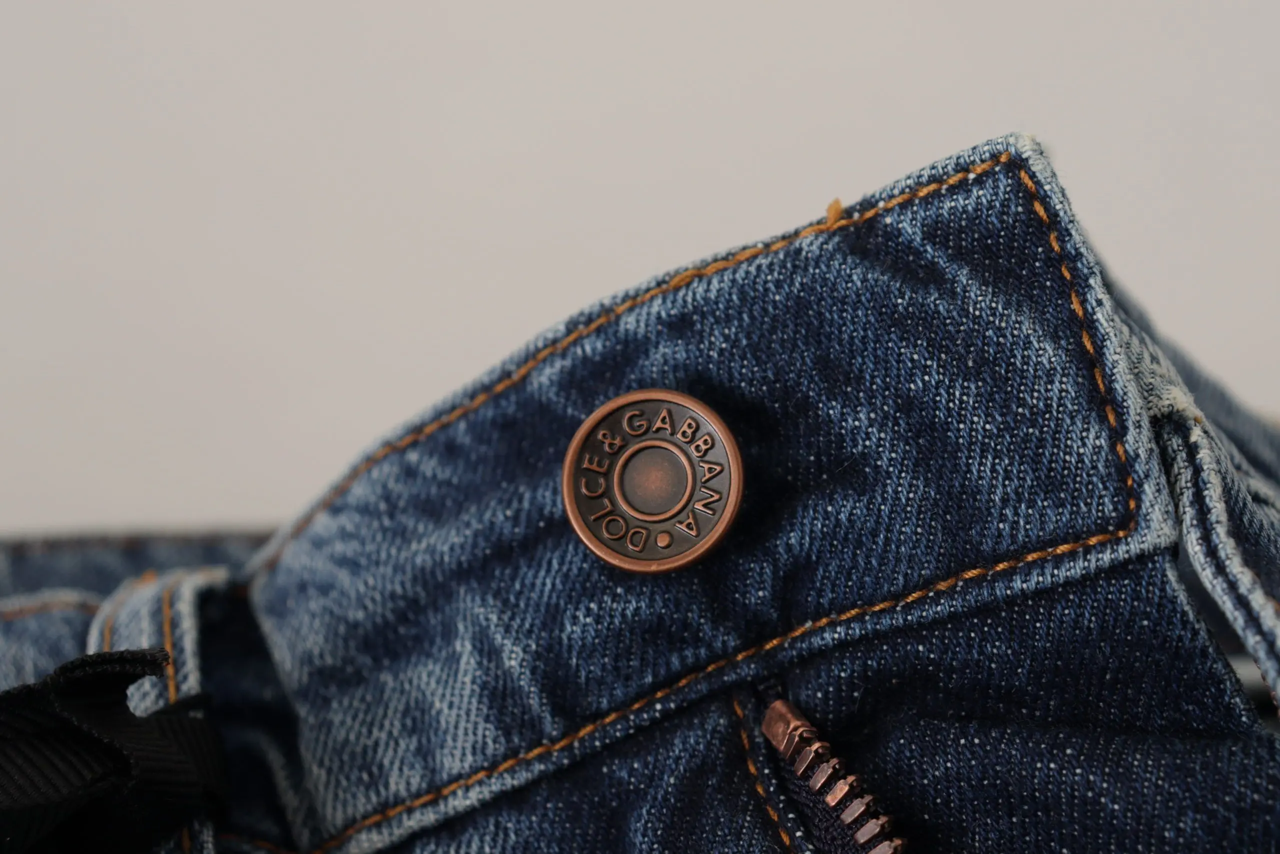 Jeans Dolce & Gabbana Blue Denim Baroque Heart Logo Patch