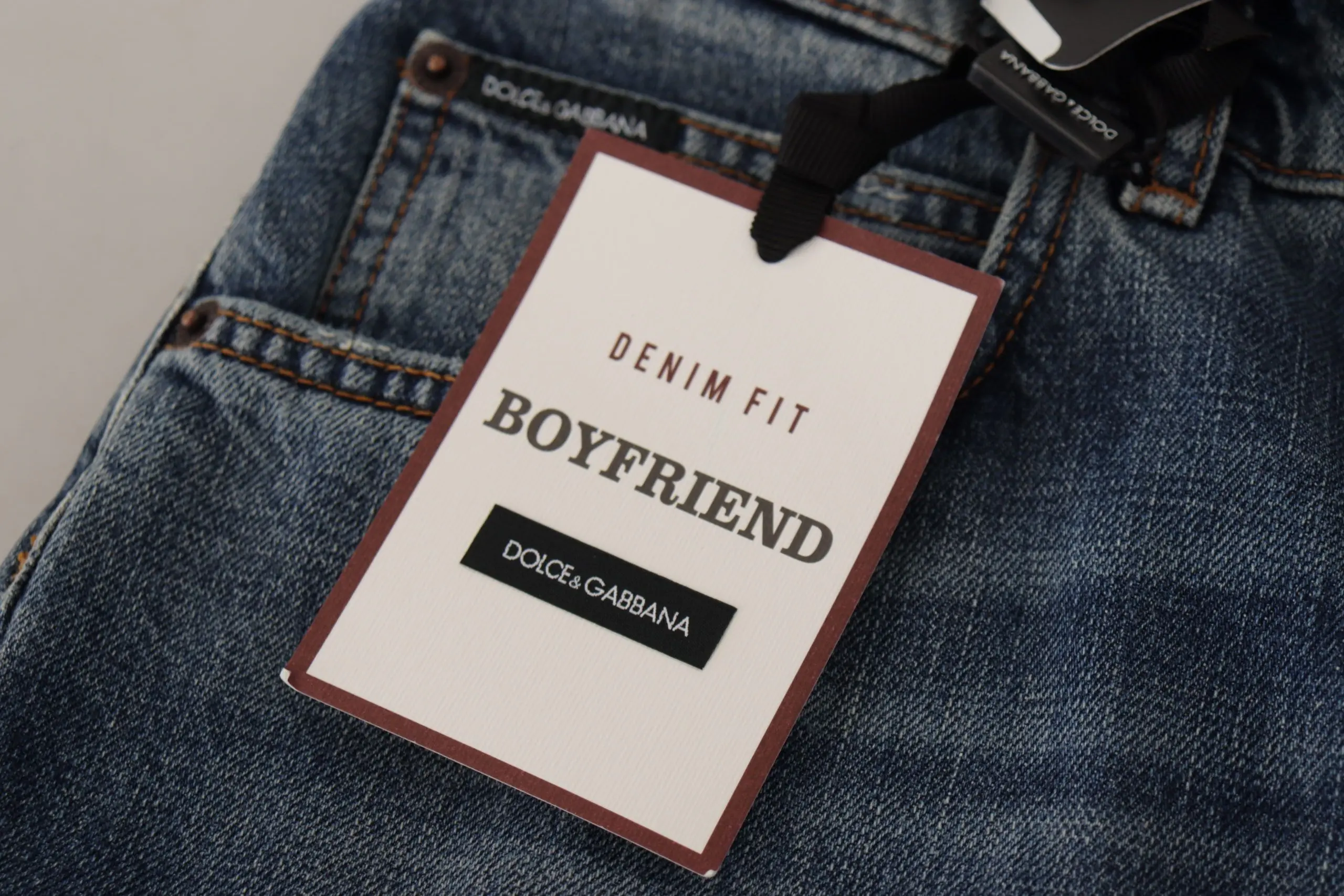Jeans Dolce & Gabbana Blue Denim Baroque Heart Logo Patch