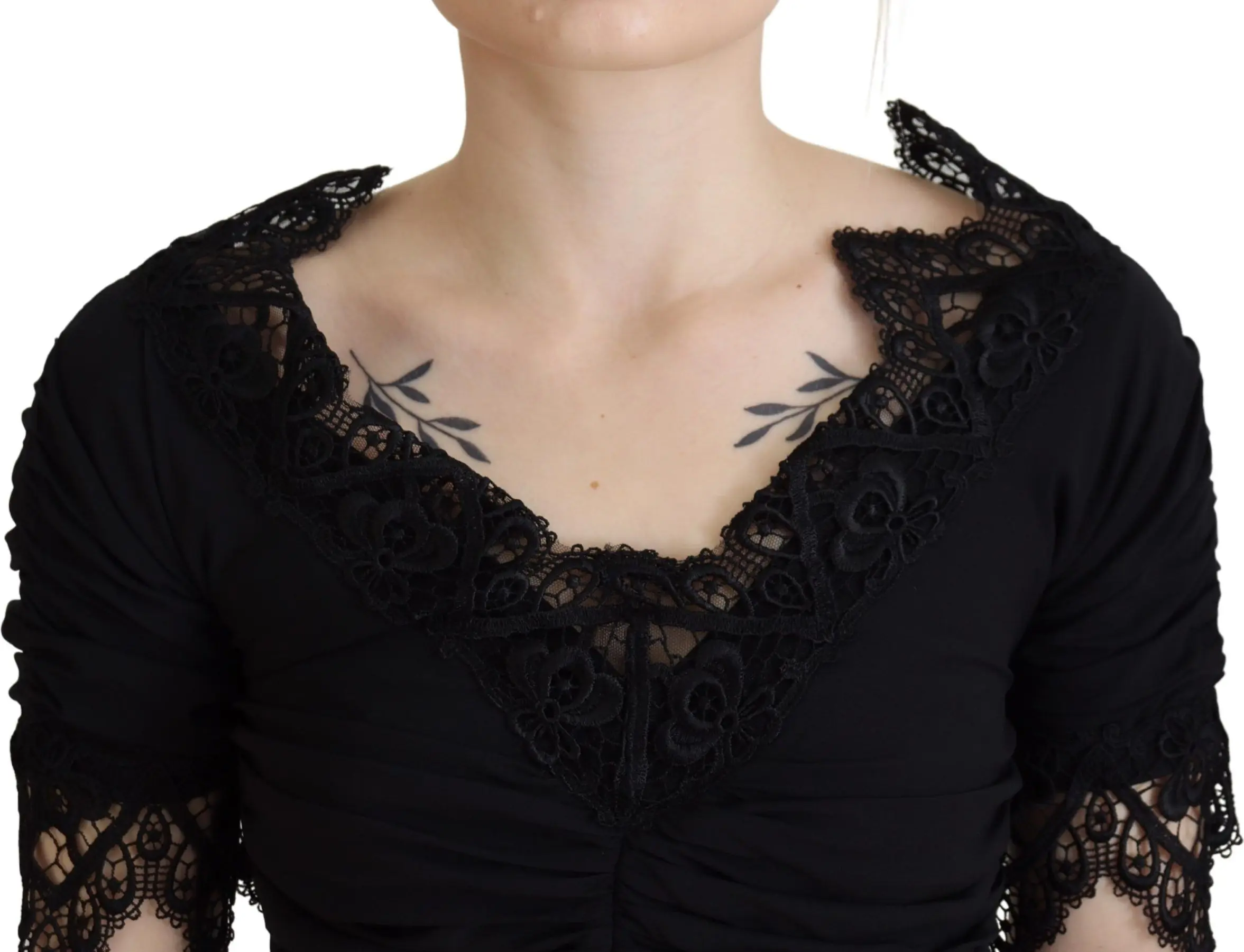 Платье Dolce & Gabbana Черное футляр миди облегающее кружевное шелковое