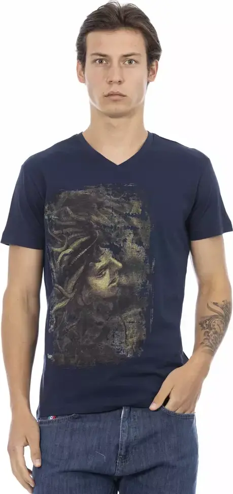 Trussardi Ko'k Paxta T-shirt Erkaklar Uchun