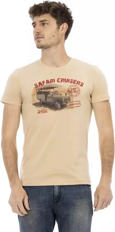 Trussardi T-shirt, Bej paxta, Erkaklar futbolkasi