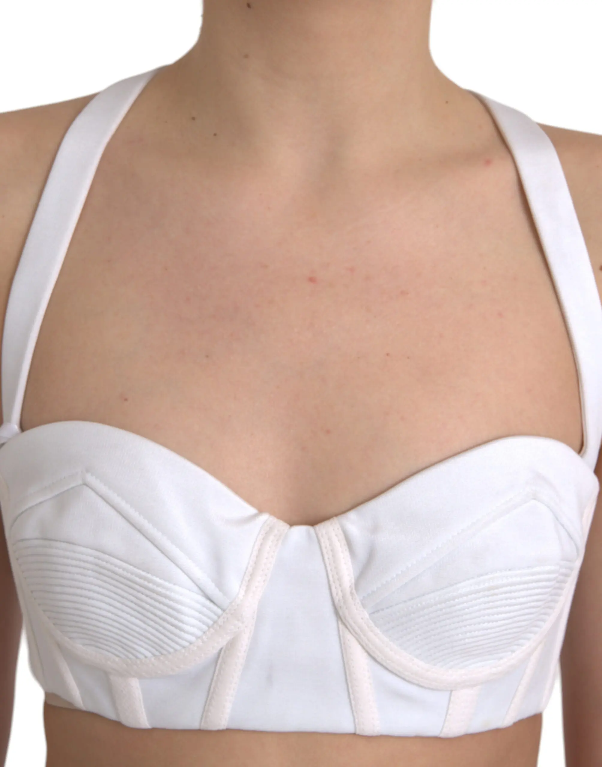 Top Versace White Viscose Bustier Sleeveless Cropped Top
