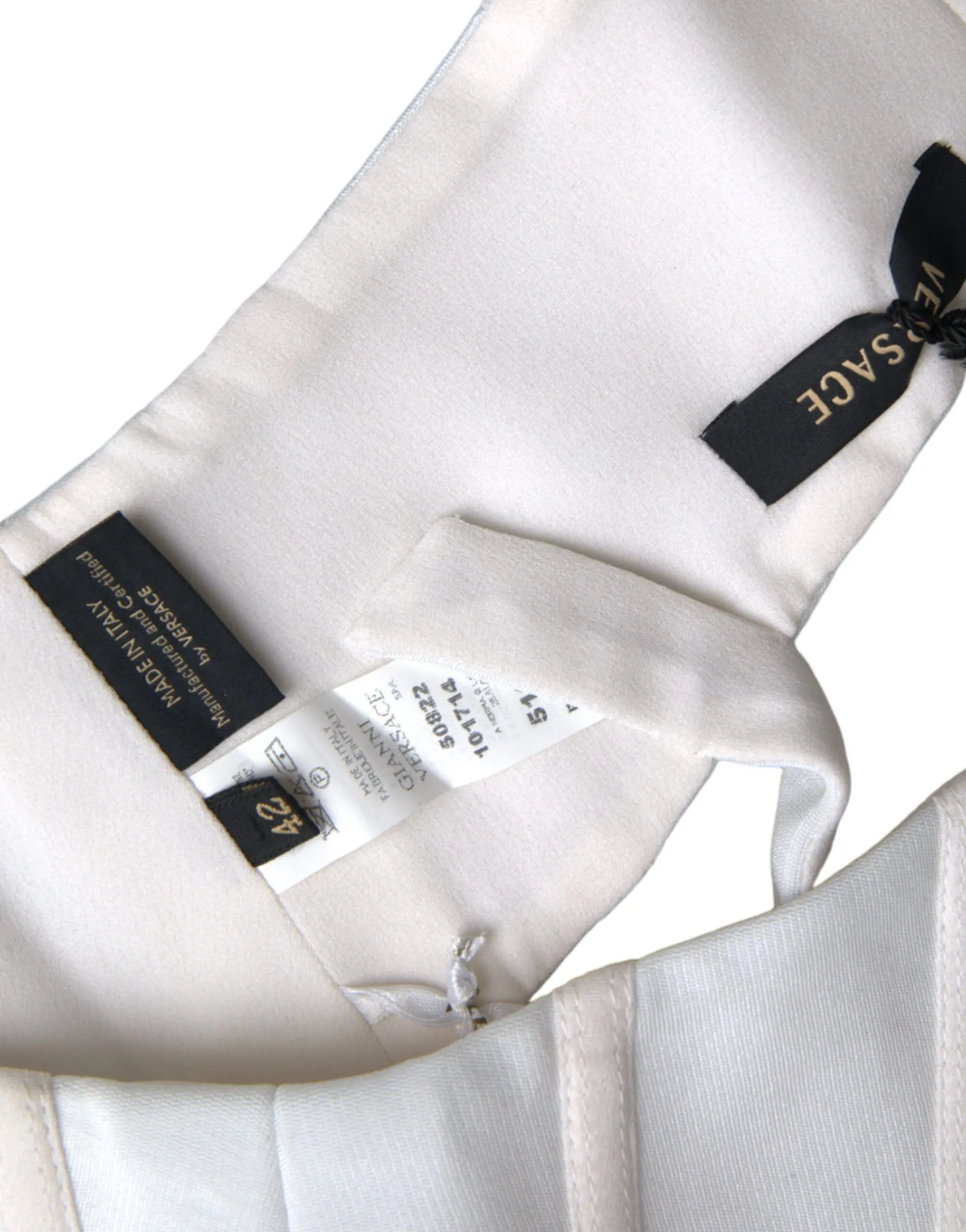 Top Versace White Viscose Bustier Sleeveless Cropped Top