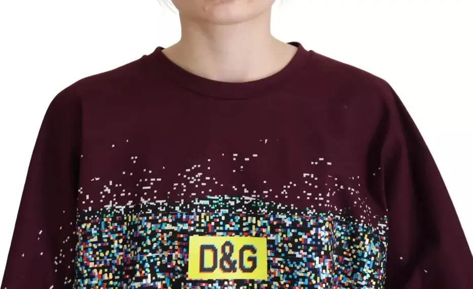 Футболка Dolce & Gabbana Бордовая с принтом, круглым вырезом, хлопковая