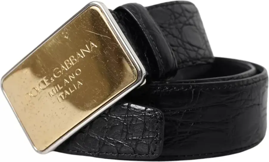 Belt Dolce & Gabbana Black Exotic Leather Gold Metal Buckle