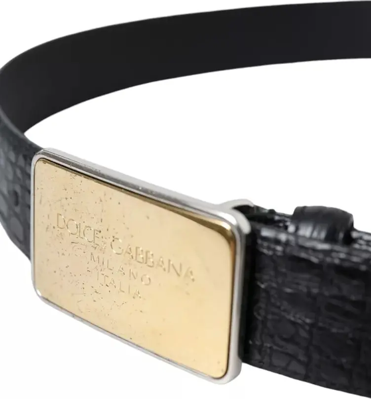 Dolce & Gabbana Bel-kamar Import charm Black Gold Metal Buckle